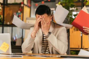 man stressed at work